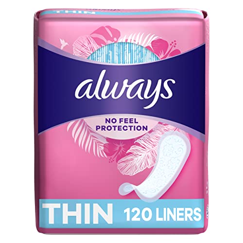 Always Thin Daily Panty Liners For Women, Light Absorbency, Unscented, 120 Count