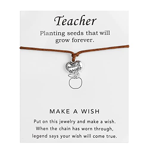 3Pcs Coloful Teacher Blessing Card Bracelet Bangle For Women Men Boy Girl Adjustable Braide Rope Greeting Wish Bracelet Teacher's Day Thanksgiving Day Jewelry Birthday Gift-C Pendant #TOP1