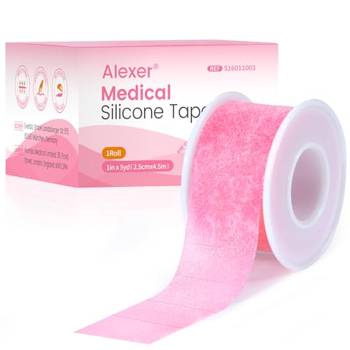 Silicone Medical Tape -1 in × 5 yds (1 Roll) Waterproof Tape for Sensitive Skin Wound Care, Latex-Free, Painless Removal, Reusable for Gauze Pads and First Aid