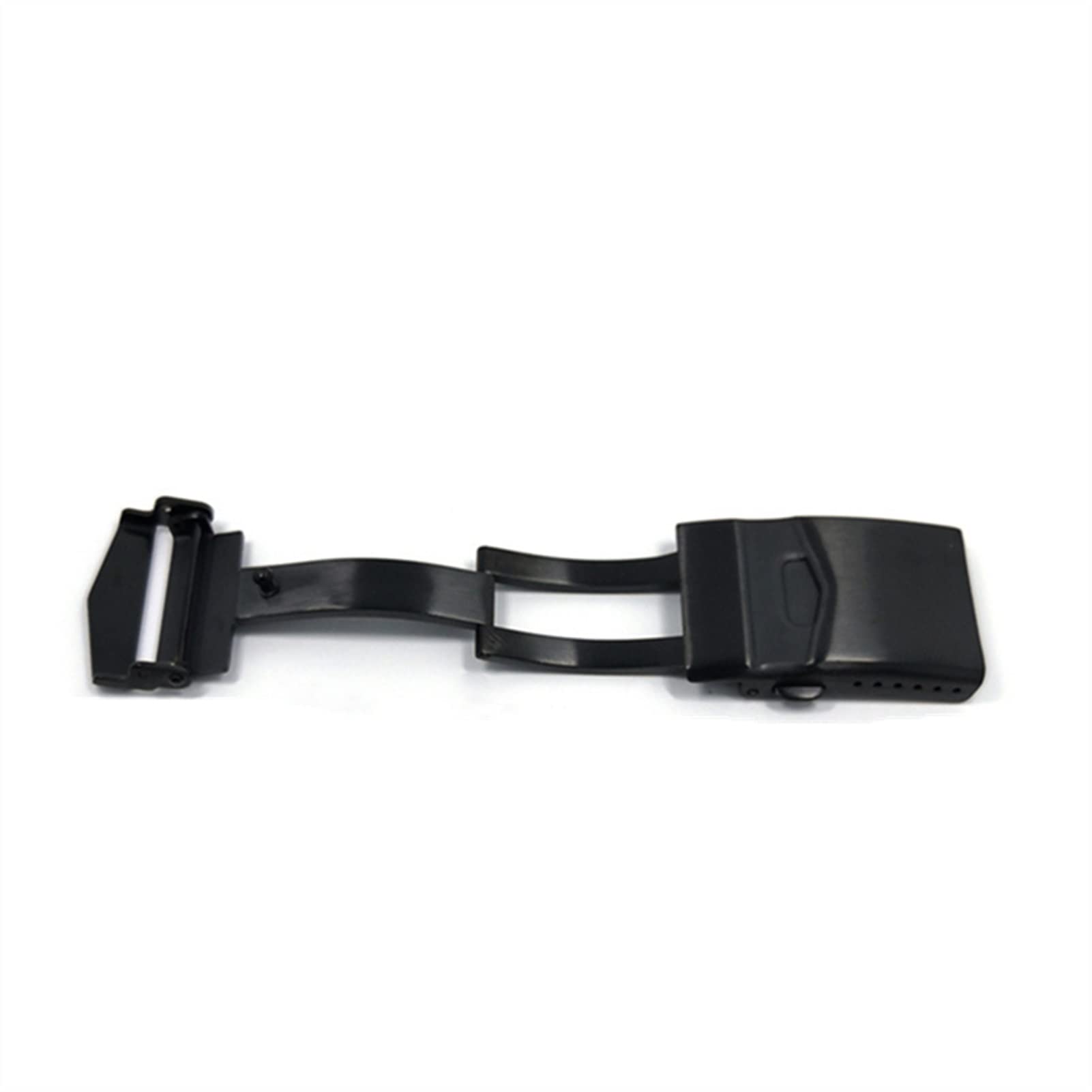 UNNIQ Boucle de montre pliable en acier inoxydable solide double bouton poussoir papillon fermoir déploiement bracelet de montre noir argent 22 mm fermoir de montre (couleur : noir)