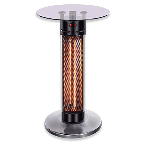 Terrassenheizer im Freien Elektrische Terrassenstrahler mit Gehärteter Glastischplatte, Kohlefaser-Heizelement, 360° Strahlend, Tragbare