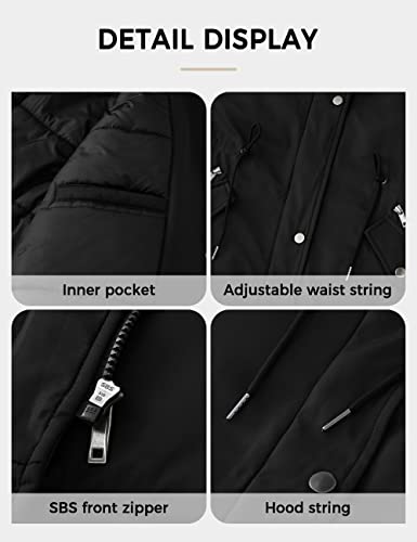 Soularge Women's Plus Size Winter Warm Hooded Military Puffer Coat (Black, 4X) — view 6