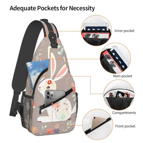 Bolso Cruzado Hombre con Diseño Floral y Conejo de Pascua miniatura 4