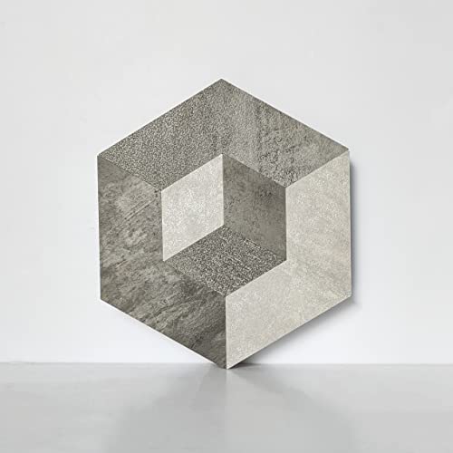 Colamo Luxury Peel And Stick Backsplash,Faux Stone Large Hexagon Tile,Stick On Accent Wall,Geometric 3D Design,Waterproof Self Adhesive Smart Marble Tile For Kitchen,Bathroom,Living Room(1Pcs,Grey) #TOP16