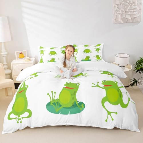 Housse de couette grenouille et draps imprimés feuilles vertes - 6