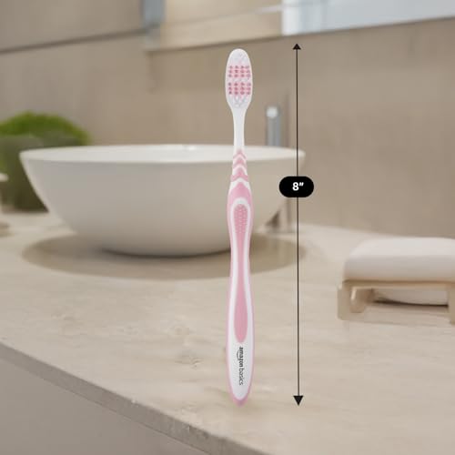 Image of Amazon Basics MultiPro ZigZag Toothbrush for Adults, Multicolour | 12-Count (4 x 3 Packs) | Soft Bristles for Deep Cleaning, Plaque Removal & Gentle Gum Care