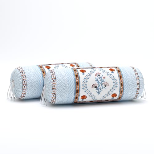 Image of BLOCKS OF INDIA 200TC Diwan Set Cotton 8 Piece | Deewan Printed Bedsheet Sets for Living Room Hall (Set of 8 Piece, 1-Bed Sheet | 2-Bolster Cover | 5-Cushion Cover (Color 51)