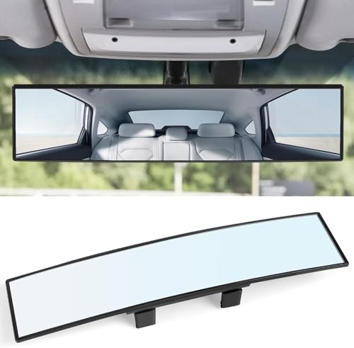 Image of Car Rear View Mirror | 360 Wide Angle Panoramic Rearview | Blind Spot Eliminator | 11.81 Inch Clip-On Interior Mirror | HD Convex Anti-Glare Glass | Universal Fit SUV Sedan Hatchback | ABNOL