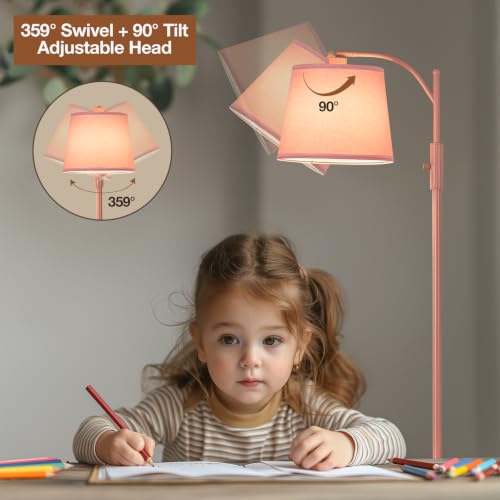 Image of AIDENOEY Smart Floor Lamp with Side Table | Stepless Dimming, RGB Multi-Color | Adjustable Swivel Head | Voice Control with Alexa & Google Assistant |Pink Lamp for Living Room,Bedroom,Home Office
