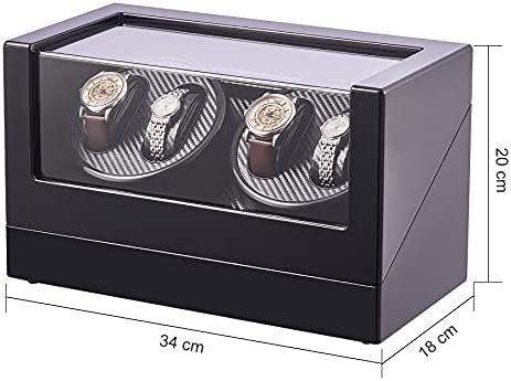 CO-Z Automatic Watch Winder Box | Dust-Proof Wooden Storage Box and Display Case| Retro Self-Winding Mechanical Watch Box with Durable Quiet Motor, 4 Winders, Black