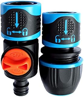 GRÜNTEK Konektor łącznik do węża 1/2", 3/4", 5/8" zestaw konektorów z blokadą wody, system Aqua-Stopp
