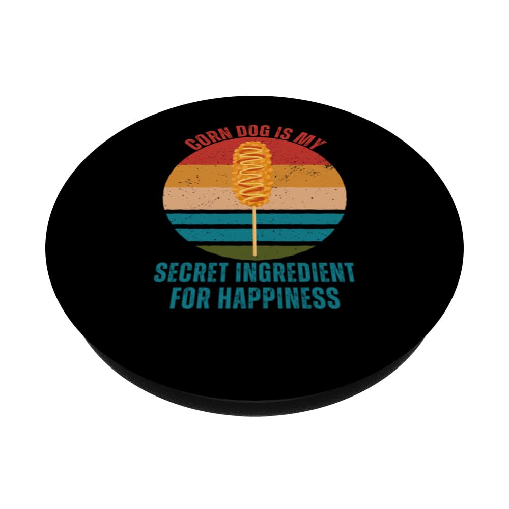 Vintage Corn Dog Is My Secret Ingredient For Happiness PopSockets Swappable PopGrip, Black - Image 2
