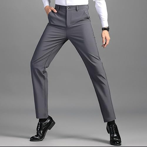 Maiyifu-GJ Men's Solid Color Business Dress Pants Straight Leg Slim Fit Suit Pants Formal Spring Autumn Work Pants​2