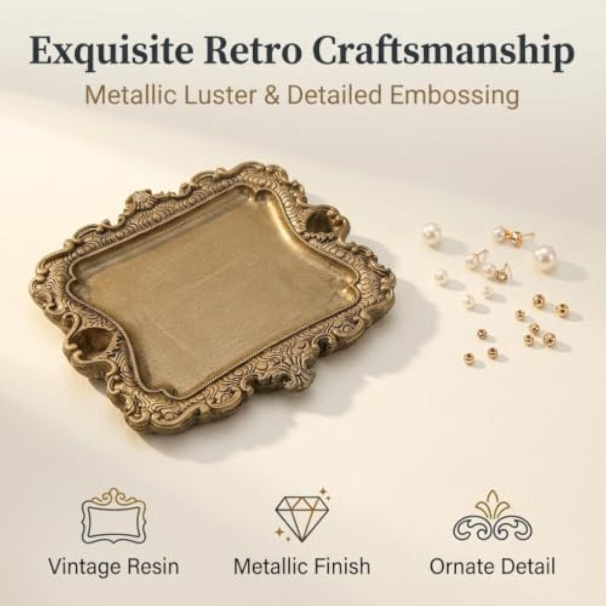 Retro Metallic Finish Jewellery Tray Organizer