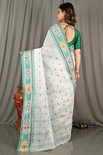 Image of eC ESHA'S COLLECTION Women's Traditional Pure Cotton Katki Tant Saree Without Blouse Piece