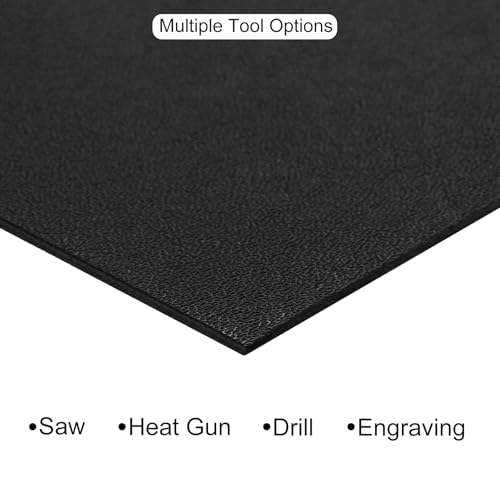 Image of ABS Plastic Sheet 8 x 8 Inch,Flexible Plastic Sheets 1 /16 Inch Thick Thermoplastic Sheet with Leather Texture Black for DIY Crafts Decors 2Pcs
