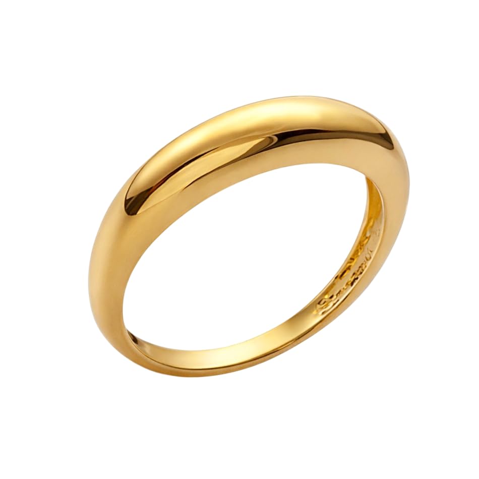 Bague jonc bombée en or plaqué avec poinçon de qualité supérieure chic