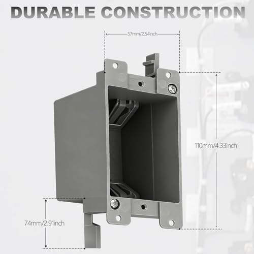 Wocloer 1 Gang Old Work Electrical Box, UL Listed Non-Metallic PVC Switch & Outlet Box, Single Gang Deep Wall Junction Box for Remodeling & Retrofit, 14 cu-in, Fire Rated 2 Hours, Grey (12-Pack) by Wocloer - Used condition - Image 2