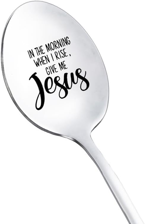 Jesus Gifts Spoon for Women Men Coffee Lover Gifts for Daughter Husband Religious Christian Gift for Women Men Coffee Gets Me Started Jesus Keeps Me Going Spoons Coffee Spoon