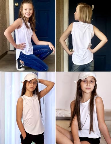 Zaclotre Meninas Regatas Esportivas, Bainha Alta E Baixa, Caimento Solto, Top De Verão, Sem Mangas,