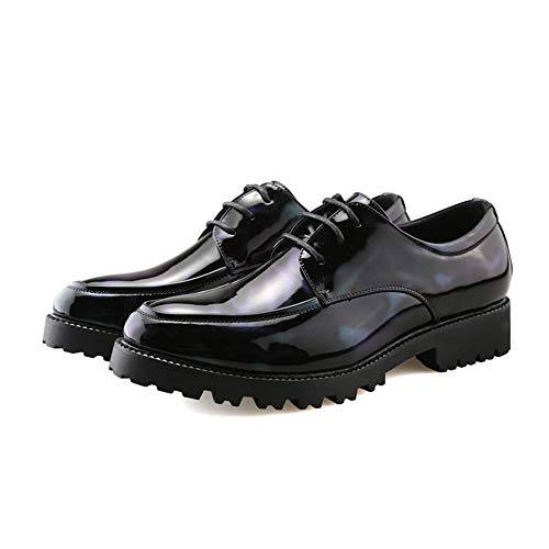 Men's Wedding Dress Oxfords for Men Low Top Formal Business Derby Shoes Synthesis Print Patent Leather Lug Outsole2
