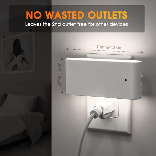 Image of Briignite Night Lights Plug into Wall LED Night Light with Light Sensor | 2 Pack Dimmable NightLight Plug in, 5000K Daylight White Nightlight for Kids Room Bedroom Hallway