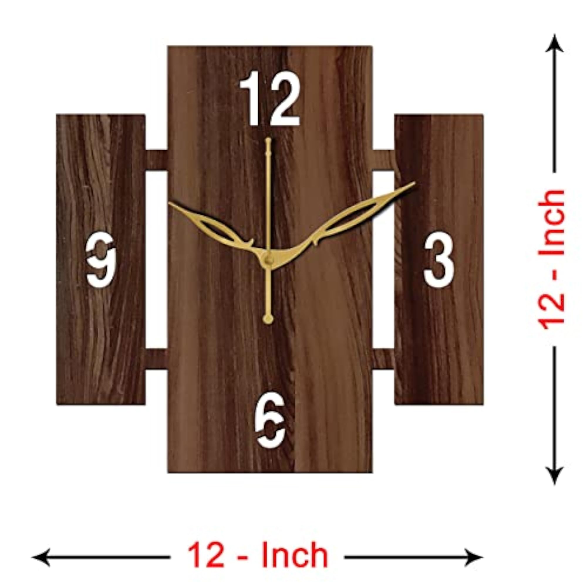 12 Inch Wooden MDF Square Wall Clock Without Glass