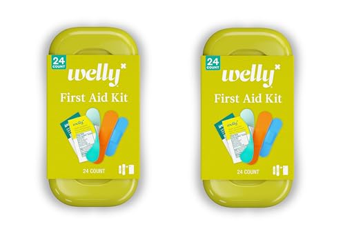 Image of Welly Quick Fix, On The Go First Aid Kit, Assorted Bandages, Ointments, and Hand Sanitizer, Three Color Bandages - 2 Pack