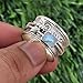 Genuine Moonstone Spinner Ring, Pure 925 Sterling Silver Honey Bee Boho Designer Handmade Anxiety Worry Meditation Thumb Band Spinning Jewelry, June Birthstone