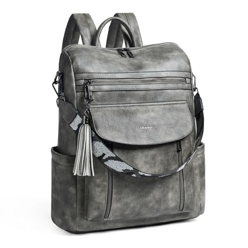 Shrrie 15.6 pulgadas Mochila de Negocios para laptop para mujer, Mochila de cuero para viaje Maestra universidad work
