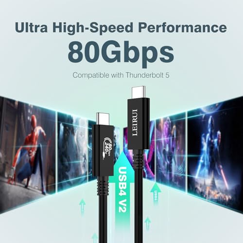Cable Thunderbolt 5 Compatible USB 4 80 Gbps Video 8K 60Hz 2