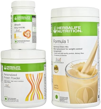 Herbalife Nutrition Shake Mix Vanilla Flavour Weightloss Package (Formula one vanilla shake 500gm, PPP 200gm, Afresh Lemon 50gm)