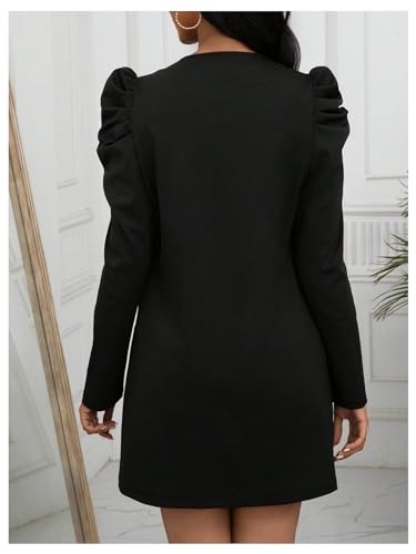 SOLY HUX Women's Open Front Cardigan Puff Long Sleeve Scalloped Trim Outerwear with Pockets2