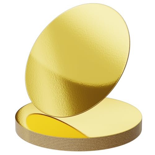 MYHongLe 10 Stück Gold Cake Board 30 cm Rund Tortenboden, Tortenplatte, Tortenunterlage Cakeboard 30 cm Rund Kuchenplatte, Wiederverwendbar Torten Unterplatten für Kuchen Torten Transport(Gold)