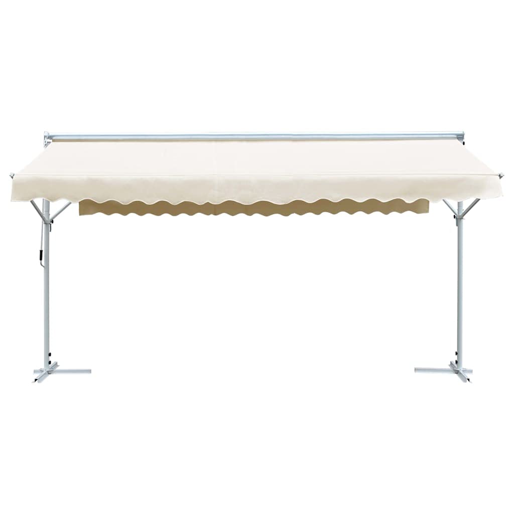 Capwee Store Banne Autoportant Double Pente à Manivelle Auvent autoportant pour Balcons Terrasse et Jardin-Crème-6 x 3 m