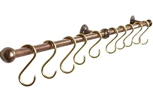 Hanging Rail for Kitchen Cabinets & Pan Organizer with 10 Hooks, Heavy...