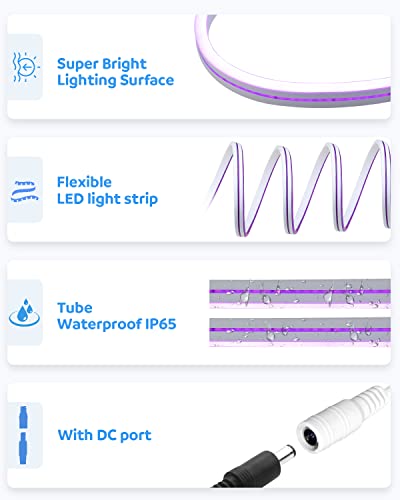 Aclorol 16.4Ft Neon Lights Purple Led Neon Rope Light Strip 12V Flexible Neon Led Strip Light Waterproof 320Leds/M Led Neon Sign For Bedroom Wall Decor Indoor Outdoor Party Diy (Not Power Supply) #TOP2