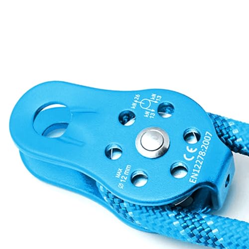 Msiud 26KN Climbing Pulley, Single Rope Pulleys Block Bearing Hole Hitch Outdoor Fixed Mountaineering Ropes Rock Rescue Aloft Work Rappelling Plate General Purpose Sheave Sports Cable Rigging