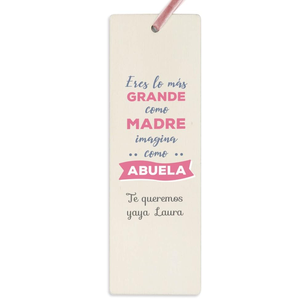 Wanapix | Marcapáginas de Madera Personalizado | Regalo Original | Marcador de Libros | Punto de Libro | Día de la Madre | Mejor Madre | Mejor Abuela | Madera