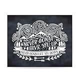 Rick Astley | Never Gonna Give You Up - Song Lyric Wall Art Print, Music Quote Poster, Mountain Room Decor Unique Artwork (8x10' Unframed Print)