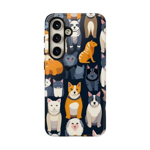 Coque rigide Samsung S24 chats et chiens brillante pour éviter les rayures
