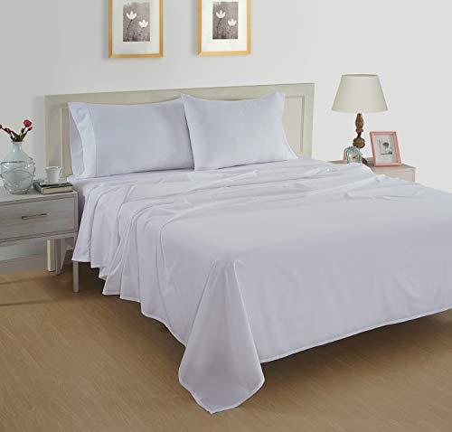 Image of 100% Organic Cotton Pure White King-Sheets Set, 4-Piece Pure Organic Cotton Long Staple Percale Weave Ultra Soft Best Bedding Sheets for Bed, Breathable, GOTS Certified, Fits Mattress Upto 15 inch Deep