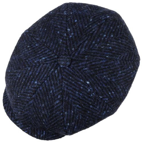 Stetson Hatteras Wool Colour Neps Flatcap Klassische Schirmmütze Fischgrätdesign Herren Herbst Winter Made in EU schwarz-blau 60 cm – Bild 3