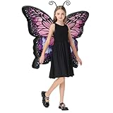 XYJKIDSES Inflatable Fairy Wings for Girls,Butterfly Wings,Angel Wings Fairy Costume Halloween Blow up Costumes with Headband LED Dress Up Party