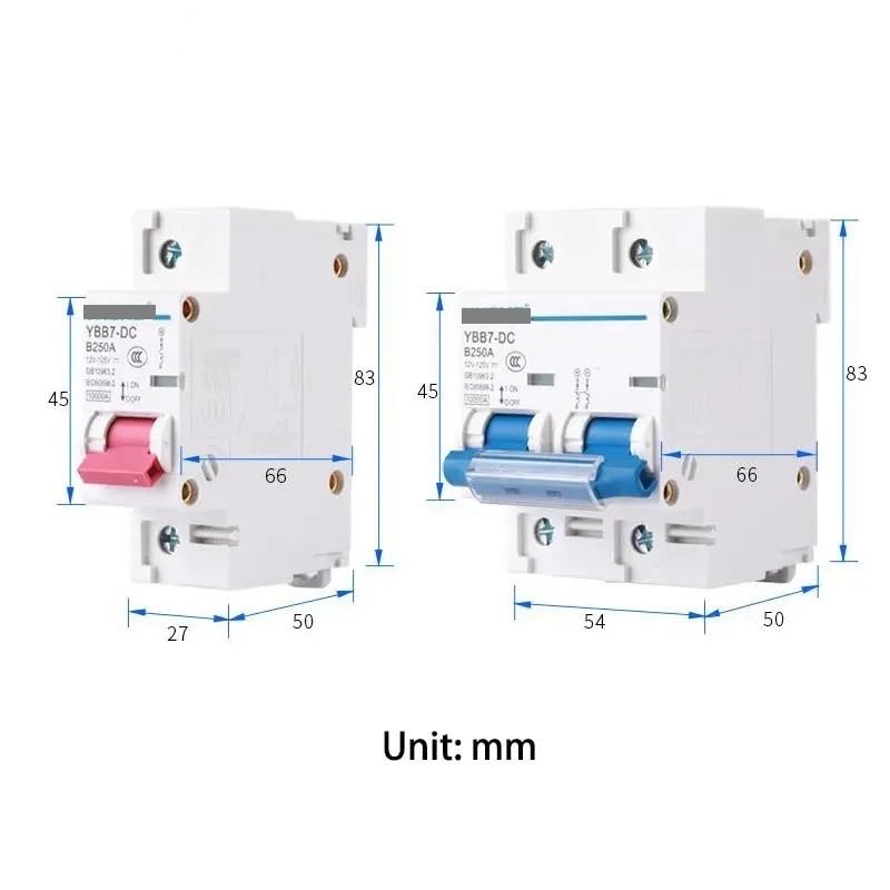 Interruttore Magnetotermico Interruttore automatico CC 1P 2P 80A 100A 125A 150A 200A 250A 12V 24V 36V 48V 60V 72V 120V(2P,125A)
