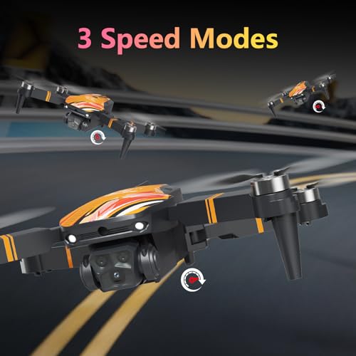 TT19 Foldable 1080P Drone with Camera for Adults, 270° Obstacle Avoidance, Brushless Motor Drones RC Quadcopter with Optical Flow Positioning, Level 3 Wind Resistance, Altitude Hold, Orange - Image 6