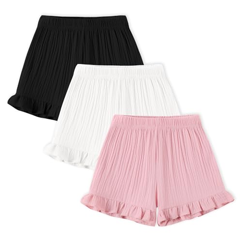 DREAM BUS 3 Pack Baby Girls Shorts Toddler Summer Casual Shorts Cotton Toddler Girls Ruffled Shorts Newborn Infant Bloomers