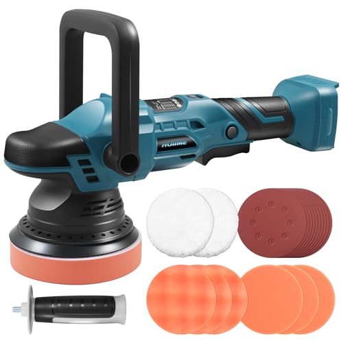 Akku Poliermaschine, 6 Geschwindigkeit Auto Poliermaschine, Mini 5 Zoll Kabellos Poliermaschine Set,125mm Polierschwamm, zum Entfernen von Farbe Mörtel, Polieren,Schleifen, für Ma-kita 18V (ohne Akku)