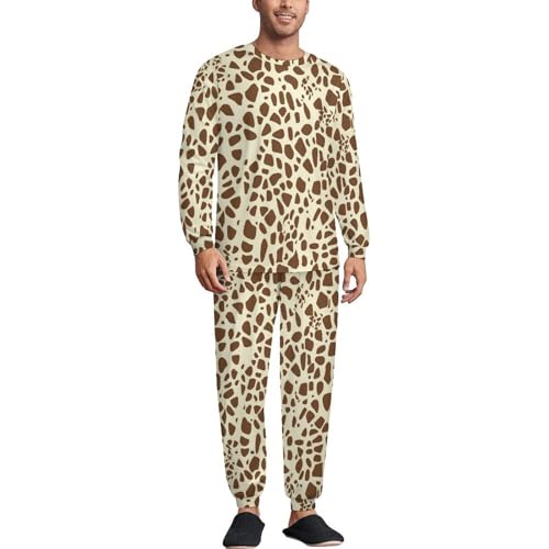 Giraffe Print Pajama Set Long Sleeve Lounge Sets Sleepwear 2 Pjs Nightwear for Men Women