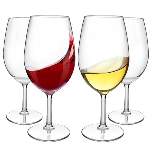 HAHASHOW Bicchiere da Vino Bianco, Tritan-Plastica Divino Calici vino rosso 640ml per campeggio festa, Adatto alla Lavastoviglie, Set di 4